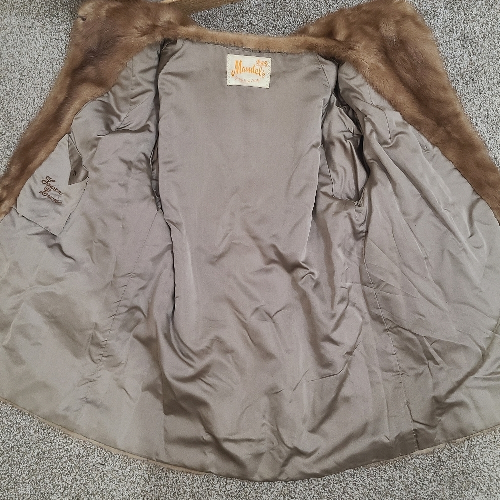 Mandels Vintage 60s 70s mobwife Jackie O Hollywood glam Blonde Tan Mink Fur Coat - Picture 7 of 9